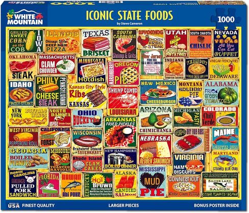 White Mountain Iconic State Foods Puzzle 1000 Piece American Food Jigsaw Puzzles for Adults in Saudi Arabia