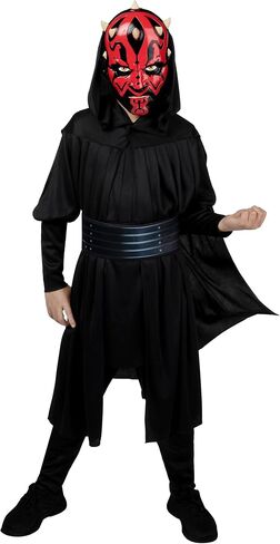 Star Wars Darth Maul Official Youth Halloween Costume - Premium Quality Tunic, Pants, Belt, Hooded Cloak and Plastic Mask in Saudi Arabia