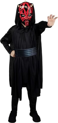 Star Wars Darth Maul Official Youth Halloween Costume - Premium Quality Tunic, Pants, Belt, Hooded Cloak and Plastic Mask in Kuwait