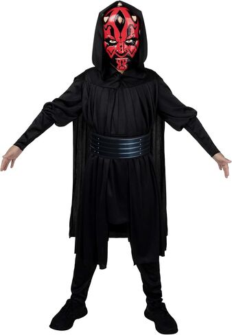 Star Wars Darth Maul Official Youth Halloween Costume - Premium Quality Tunic, Pants, Belt, Hooded Cloak and Plastic Mask in Kuwait