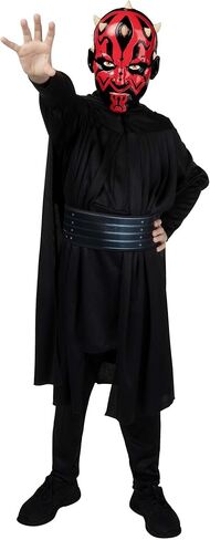 Star Wars Darth Maul Official Youth Halloween Costume - Premium Quality Tunic, Pants, Belt, Hooded Cloak and Plastic Mask in Kuwait