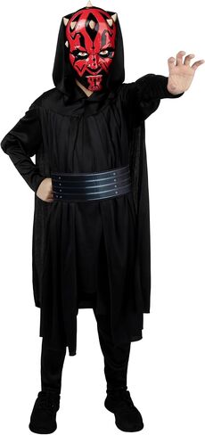 Star Wars Darth Maul Official Youth Halloween Costume - Premium Quality Tunic, Pants, Belt, Hooded Cloak and Plastic Mask in Saudi Arabia