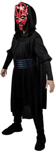 Star Wars Darth Maul Official Youth Halloween Costume - Premium Quality Tunic, Pants, Belt, Hooded Cloak and Plastic Mask in Saudi Arabia