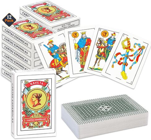 12 طابقًا من أوراق اللعب الإسبانية ، Barajas Españolas Originales - 12 Pack Cartas Españolas Originales Briscas Cards Puerto Rico ، لعبة Mexican Play Cards | البطاقات الإسبانية سطح السفينة in Kuwait