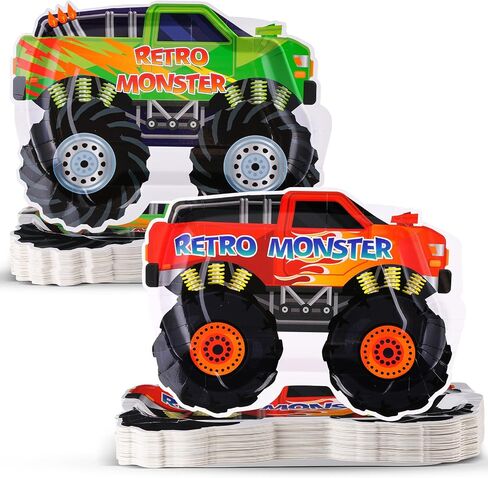 50PCS Monster Truck Birthday Party Decorations Monster Truck Party Supplies Monsters Trusts Plates Paper Paper Plates Tablemoin in Saudi Arabia