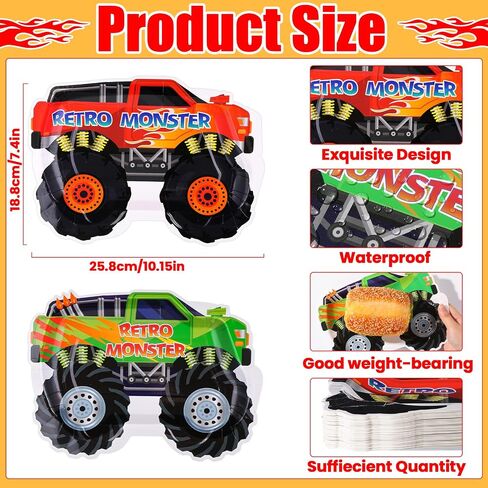 50PCS Monster Truck Birthday Party Decorations Monster Truck Party Supplies Monsters Trusts Plates Paper Paper Plates Tablemoin in Saudi Arabia
