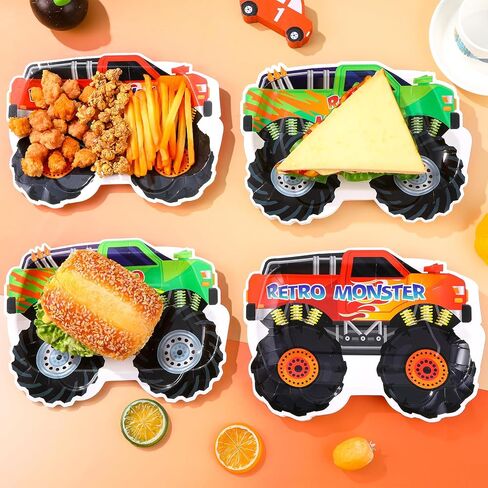 50PCS Monster Truck Birthday Party Decorations Monster Truck Party Supplies Monsters Trusts Plates Paper Paper Plates Tablemoin in Saudi Arabia