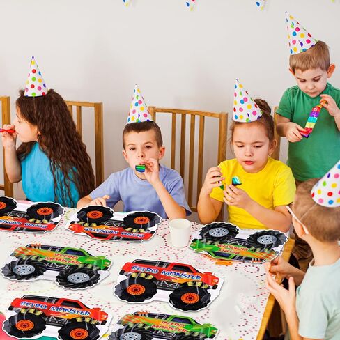 50PCS Monster Truck Birthday Party Decorations Monster Truck Party Supplies Monsters Trusts Plates Paper Paper Plates Tablemoin in Saudi Arabia
