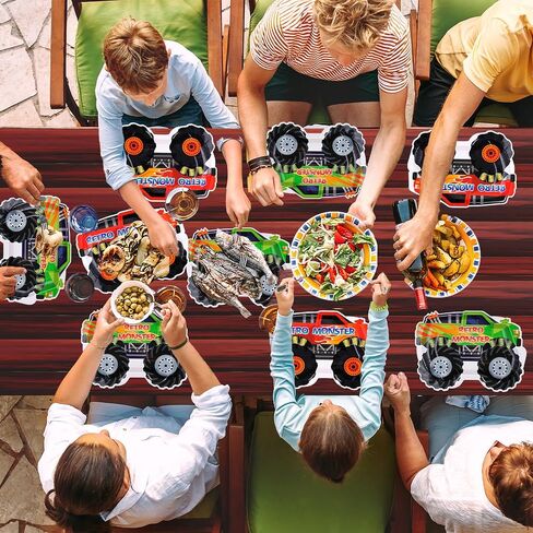 50PCS Monster Truck Birthday Party Decorations Monster Truck Party Supplies Monsters Trusts Plates Paper Paper Plates Tablemoin in Saudi Arabia