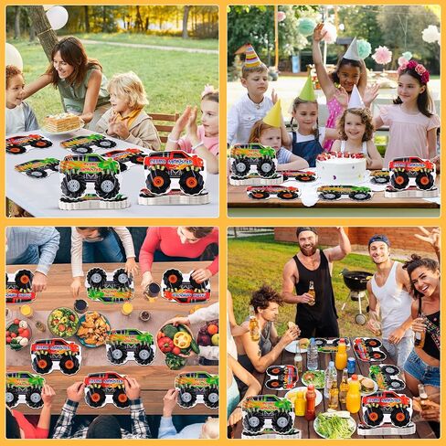 50PCS Monster Truck Birthday Party Decorations Monster Truck Party Supplies Monsters Trusts Plates Paper Paper Plates Tablemoin in Saudi Arabia