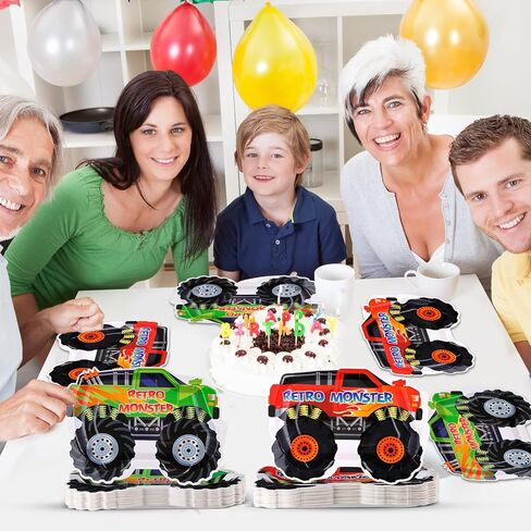 50PCS Monster Truck Birthday Party Decorations Monster Truck Party Supplies Monsters Trusts Plates Paper Paper Plates Tablemoin in Saudi Arabia