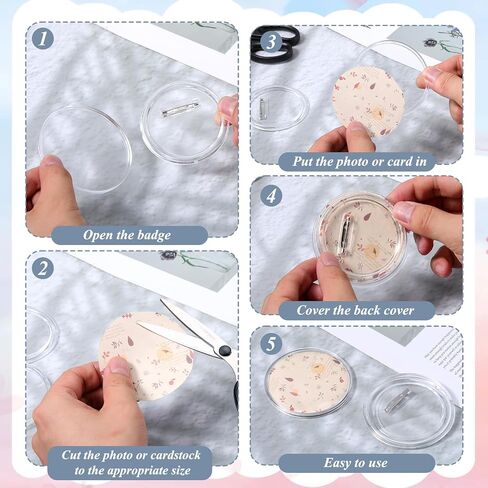 50 PCS 3 بوصة دبابيس زر أكريليك واضحة للحرف اليدوية DIY ، مجموعة صانع شارات مع ورق فارغ سهلة التجميع دبابيس تصميم أزرار شارات مجموعة DIY أنشطة الحرفية in Saudi Arabia