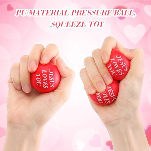 20 Pcs Jesus Loves You Stress Balls Stress Reliver Toys Valentines Party Favor Foam Bouncy Fidget Balls Bulk for Valentine Party Bag Gift Fillers Stocking Stuffers, 1.57 Inch(Red) in Saudi Arabia