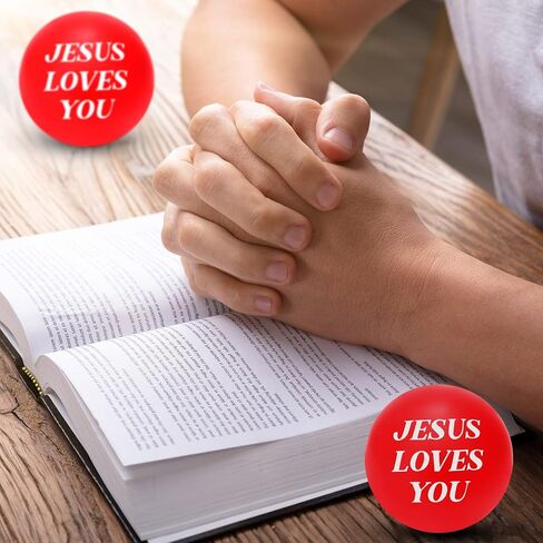20 Pcs Jesus Loves You Stress Balls Stress Reliver Toys Valentines Party Favor Foam Bouncy Fidget Balls Bulk for Valentine Party Bag Gift Fillers Stocking Stuffers, 1.57 Inch(Red) in Saudi Arabia