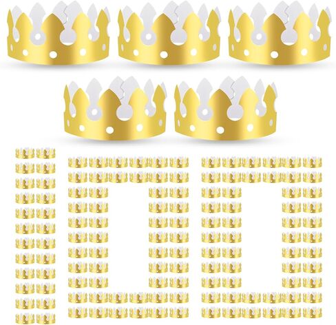 100 Pcs Paper Crowns for Adults, Gold King Princess Paper Crown Bulk for Boys Girls Adults Women Men Birthday Party Supplies Decoration Photo Props Family Banquets School Classroom (Classic Style) in Kuwait