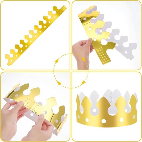 100 Pcs Paper Crowns for Adults, Gold King Princess Paper Crown Bulk for Boys Girls Adults Women Men Birthday Party Supplies Decoration Photo Props Family Banquets School Classroom (Classic Style) in Kuwait