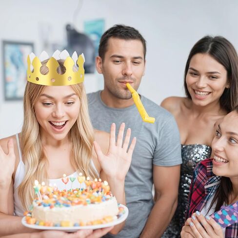 100 Pcs Paper Crowns for Adults, Gold King Princess Paper Crown Bulk for Boys Girls Adults Women Men Birthday Party Supplies Decoration Photo Props Family Banquets School Classroom (Classic Style) in Kuwait