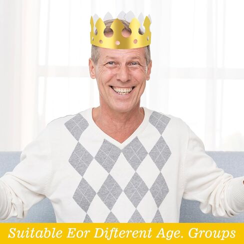 100 Pcs Paper Crowns for Adults, Gold King Princess Paper Crown Bulk for Boys Girls Adults Women Men Birthday Party Supplies Decoration Photo Props Family Banquets School Classroom (Classic Style) in Kuwait