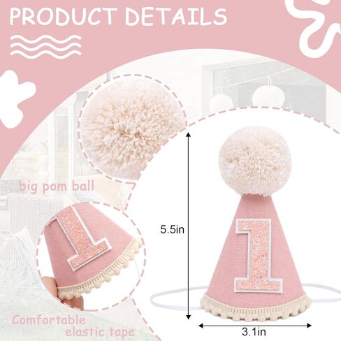 Pink Birthday Hat - Princess Birthday Party Hats, Party Cute Photo Prop, Mini Hats Cake Crush in Saudi Arabia