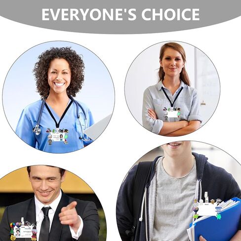 2 Pack Badge Buddy Pin Holder with 1 Pcs Black Lanyard, Horizontal Acrylic Badge Topper Adapter, Display Cute, Funny, Trading, Awards & Accessories for Nurses, Teachers, Office Staff in Saudi Arabia