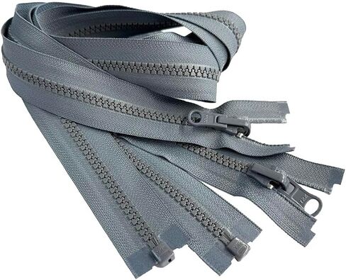 2pcs YKK #5 Molded Plastic Reversible Slider Inside/Outside Medium Weight Sport Jacket Zipper Separating Tape Pull Color Rail Grey #578W - Choose Your Length (Rail Grey #578W, 28" Inches) in Saudi Arabia