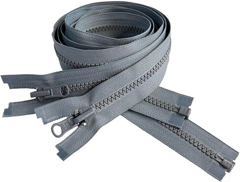 2pcs YKK #5 Molded Plastic Reversible Slider Inside/Outside Medium Weight Sport Jacket Zipper Separating Tape Pull Color Rail Grey #578W - Choose Your Length (Rail Grey #578W, 28" Inches) in Saudi Arabia