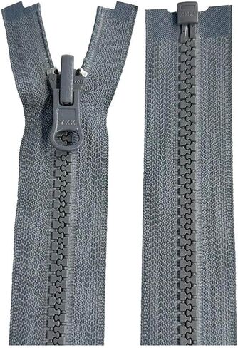 2pcs YKK #5 Molded Plastic Reversible Slider Inside/Outside Medium Weight Sport Jacket Zipper Separating Tape Pull Color Rail Grey #578W - Choose Your Length (Rail Grey #578W, 28" Inches) in Saudi Arabia