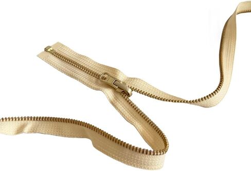 #5 المعادن النحاسية YKK وزن متوسطة داخل/خارج سحاب شريحة قابلة للانعكاس فصل سحاب (1 سحاب) - لون الشريط: كريم طبيعي #055W - اختر الطول (الكريم الطبيعي #055W ، 13 بوصة) in Saudi Arabia