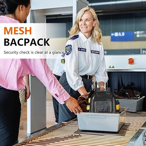 Mesh Backpack for School,with Inner Laptop Compartment,Semi-transparent Bookbag with Bungee and Comfort Padded Straps for Beach, Swimming, Sports, Work, Travel-Black in Kuwait
