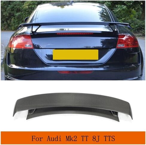 ألياف الكربون المفسدة الجناح الخلفي متوافق مع Audi TT MK2 8J TTS Coupe 2Door 2008-2014 تغيير إلى TTRS FRP Glue-On Glue-On Wing (Black Matte) in Kuwait