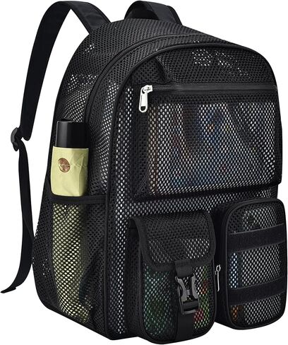 حقيبة ظهر للشبكة للمدرسة ، مع مقصورة كمبيوتر محمول داخلية ، وحقبة كتب شبه شفافة مع بنجي وأشرطة مبطنة للشاطئ ، والسباحة ، والرياضة ، والعمل ، والسفر الأسود in Kuwait