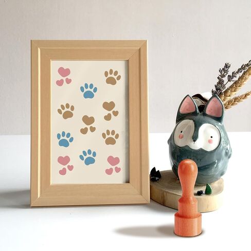 AHANDMAKER 5 Styles Patterns Wooden Rubber Stamp Small Mini Stamp Star, Heart, Claw Round Rubber Stamp for DIY Making Scrapbooking Card Stamping Crafting in Saudi Arabia