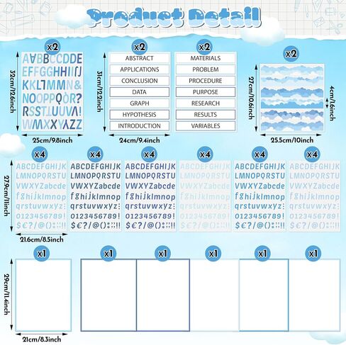 Watinc Back to School Science Fair Supplies ، 46pcs Project Self Reshersive Science Fair Project with 8 Letter Sticker 10 Subtitles ، Decore Bulletin Border Poster Decore for Classroom ( in Saudi Arabia