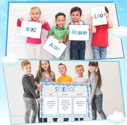 Watinc Back to School Science Fair Supplies ، 46pcs Project Self Reshersive Science Fair Project with 8 Letter Sticker 10 Subtitles ، Decore Bulletin Border Poster Decore for Classroom ( in Saudi Arabia