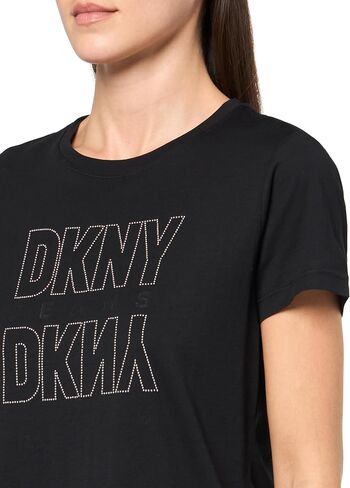 DKNY Women's Short Sleeve V-Neck Mesh Ruched Knit Top in Saudi Arabia