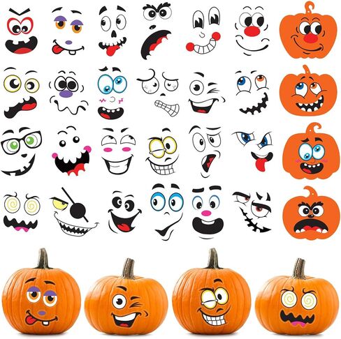 Ccinee 48pcs Halloween Halloween Face Face Craft Set ، ملصقات الوجه اللاصقة ذاتية للملصقات للأطفال DIY DIPKIN HALDEEN HARDEEN FAR in Saudi Arabia