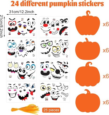 Ccinee 48pcs Halloween Halloween Face Face Craft Set ، ملصقات الوجه اللاصقة ذاتية للملصقات للأطفال DIY DIPKIN HALDEEN HARDEEN FAR in Saudi Arabia