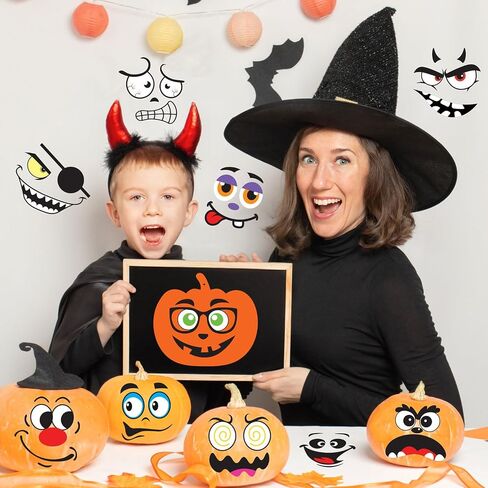 Ccinee 48pcs Halloween Halloween Face Face Craft Set ، ملصقات الوجه اللاصقة ذاتية للملصقات للأطفال DIY DIPKIN HALDEEN HARDEEN FAR in Saudi Arabia