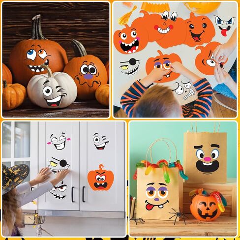 Ccinee 48pcs Halloween Halloween Face Face Craft Set ، ملصقات الوجه اللاصقة ذاتية للملصقات للأطفال DIY DIPKIN HALDEEN HARDEEN FAR in Saudi Arabia
