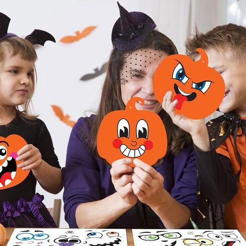 Ccinee 48pcs Halloween Halloween Face Face Craft Set ، ملصقات الوجه اللاصقة ذاتية للملصقات للأطفال DIY DIPKIN HALDEEN HARDEEN FAR in Saudi Arabia