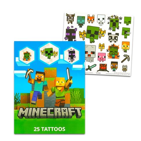 Minecraft Stickers and Tattoos Party Favors Bundle - 50 Video Game Temporary Tattoos and 150 Video Game Stickers for Kids, Boys, Girls | Minecraft Party Favors Set in Saudi Arabia