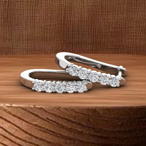 1/2 Carat Natural Diamond Hoop Earrings in 10K Gold or 950 Platinum in Kuwait