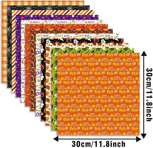 Adurself 24 Sheets Fall & Halloween Pattern Paper - 12 × 12in ، سجل القصاصات على الوجهين ، ورقة شبح Ghost Bat Spider Web Pumpkin Leaft Craft For Card Photo Abrum Journal DIY Craft in Saudi Arabia