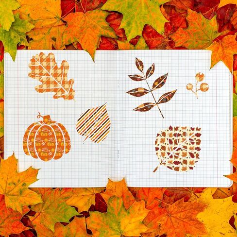 Adurself 24 Sheets Fall & Halloween Pattern Paper - 12 × 12in ، سجل القصاصات على الوجهين ، ورقة شبح Ghost Bat Spider Web Pumpkin Leaft Craft For Card Photo Abrum Journal DIY Craft in Saudi Arabia
