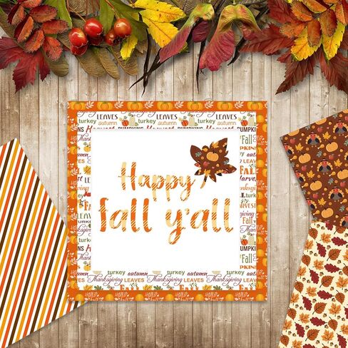 Adurself 24 Sheets Fall & Halloween Pattern Paper - 12 × 12in ، سجل القصاصات على الوجهين ، ورقة شبح Ghost Bat Spider Web Pumpkin Leaft Craft For Card Photo Abrum Journal DIY Craft in Saudi Arabia