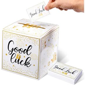 Dopenspi Raffle Box مع بطاقات تذاكر 100pcs ، صندوق اليانصيب الذهبي مع فتحة أدخل للفوز صناديق التبرع بالبطاقات in Kuwait
