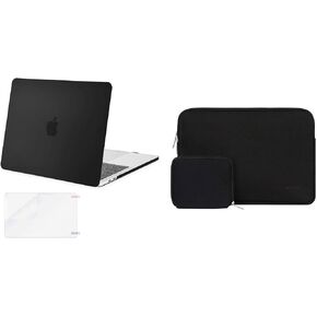 MOSISO Plastic Hard Shell Case & Sleeve Bag Compatible with MacBook Pro 13 inch 2020 2019 2018 2017 2016 Release A2338 M1 A2289 A2251 A2159 A1989 A1706 A1708, Black in Kuwait