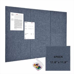 Large Cork Bulletin Board for Wall 47" x 35", 12 Pack Black Felt Pin Board with 60 Pushpins and 72 Safe Removable Adhesive Tabs, Felt Wall Tiles for Office（Black） in Kuwait
