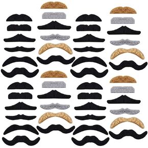 48 حزمة من الشوارب المزيفة، شوارب ذاتية اللصق، زي شعر الوجه المبتكر لشوارب وهمية لمستلزمات الحفلات، والهالوين، وأعياد الميلاد، والمهرجانات in Kuwait