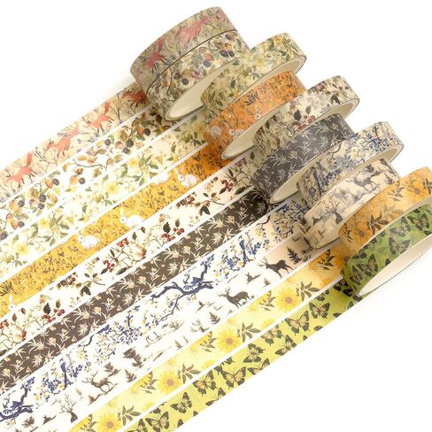 10 لفات رولز شريط Washi Set Telecture Arts Attsive Tapes الأنماط الأساسية مجموعات شريط تقنيع مزخرفة للحرف ، الأطفال ، سجل القصاصات ، DIY ، غلاف الهدايا (النمط الرابع) in Kuwait